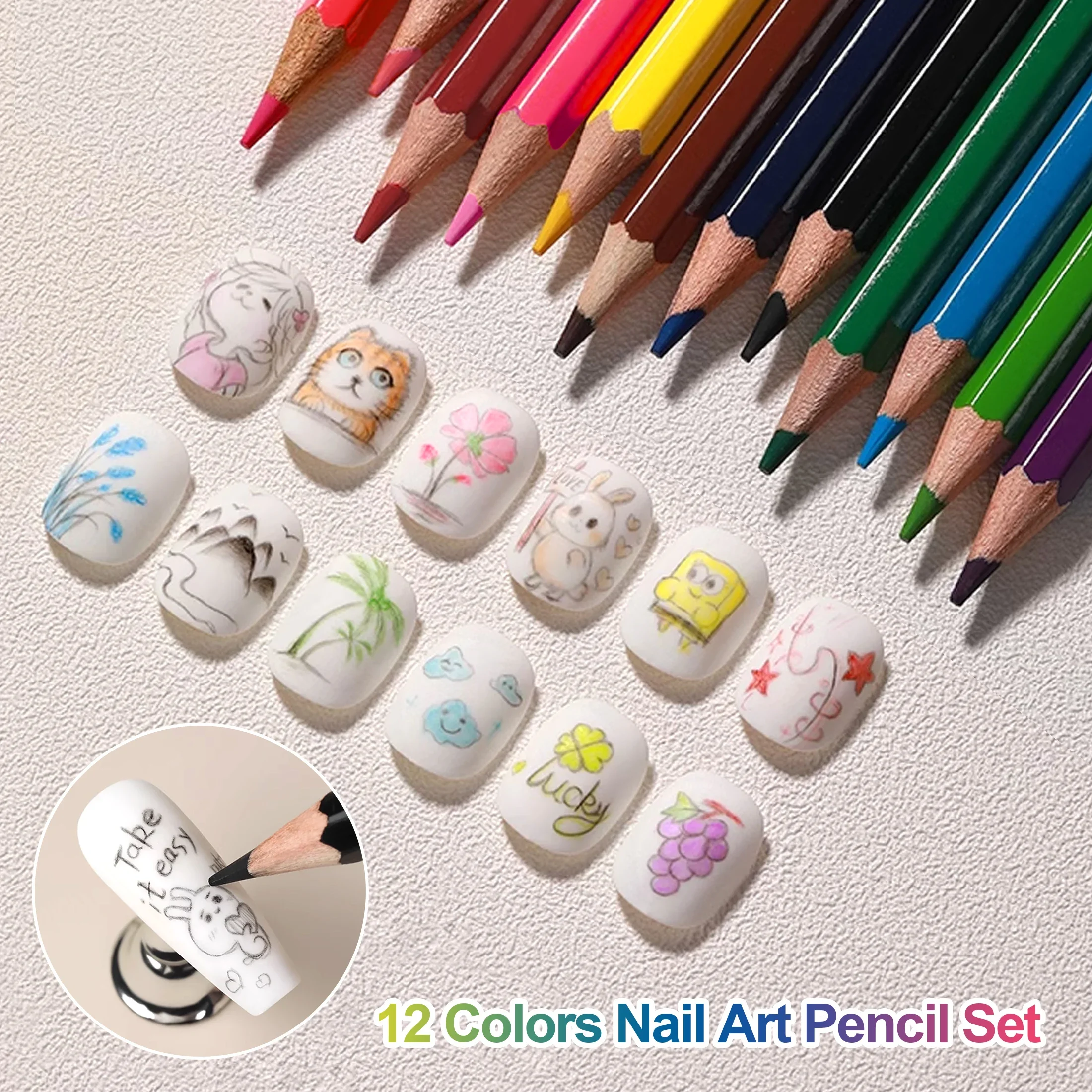 12 Colored Pencil Graffiti Nail Art Set Hand drawn DIY Drawing Pen Nail Art Design Tool Suitable Graffiti Fingernail