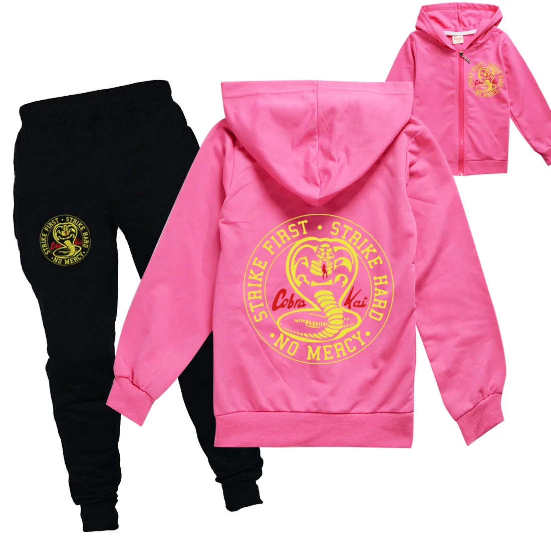 2021 Spring New Cobra Kai Hoodie Suit Cotton Kids Jacket And Pant Two-piece Children Clothing Set 2-16Years Girl Boys Clothes