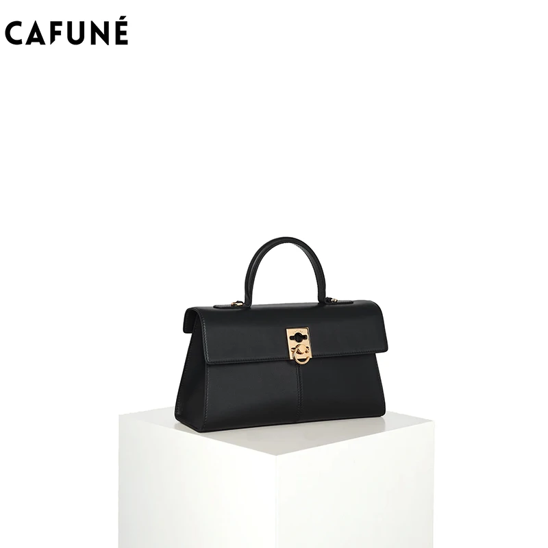 CAFUNE Women\'s Cowhide Vintage Briefcase Stance Wallet Shoulder Crossbody Commuter Carry Bag Messenger Handbag Bolsas Femininas