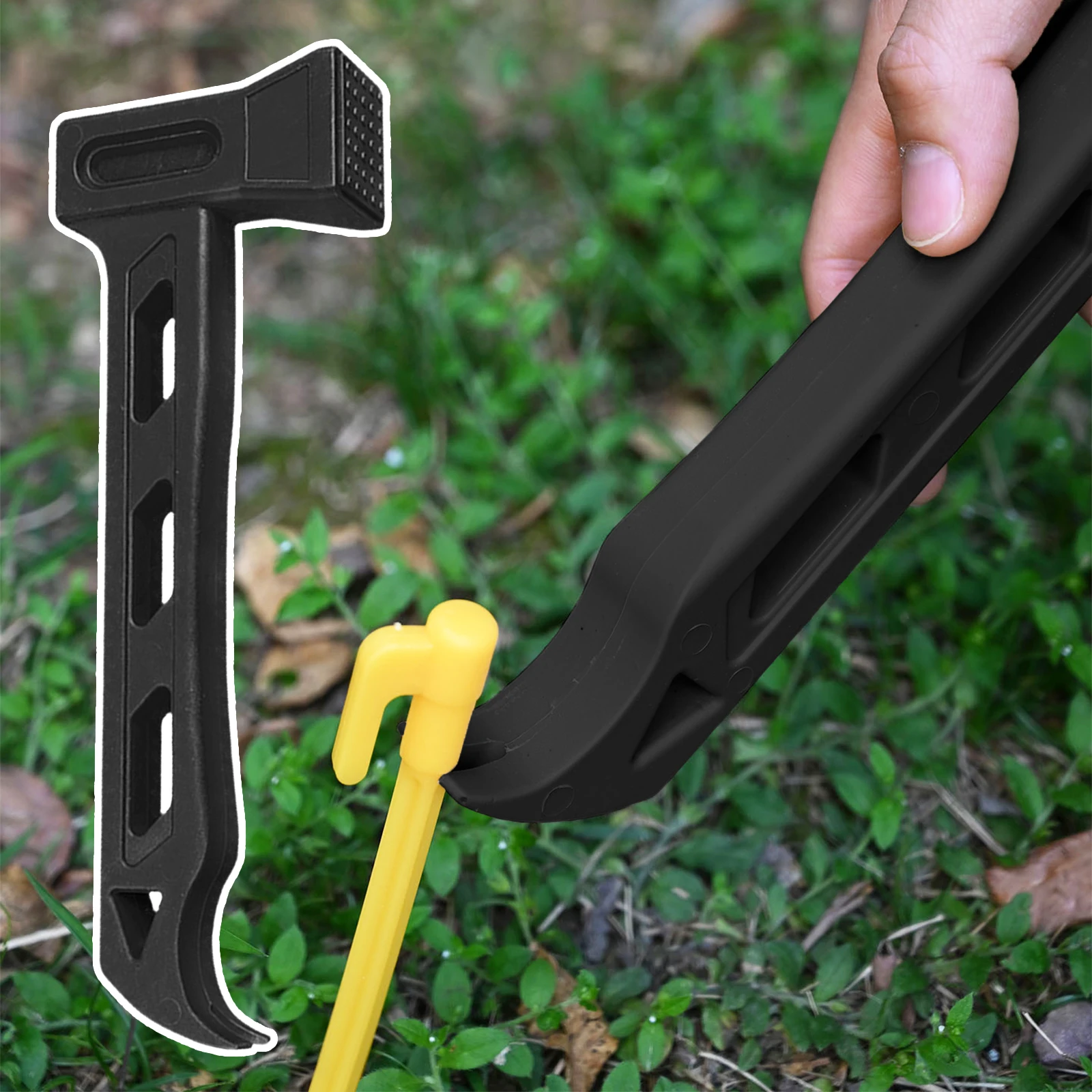 PE Puller Claw with Stake Puller Hole Ultralight Portable Hammer Anti-slip for Camping Pegs Canopies Tarp Shelter Outdoors