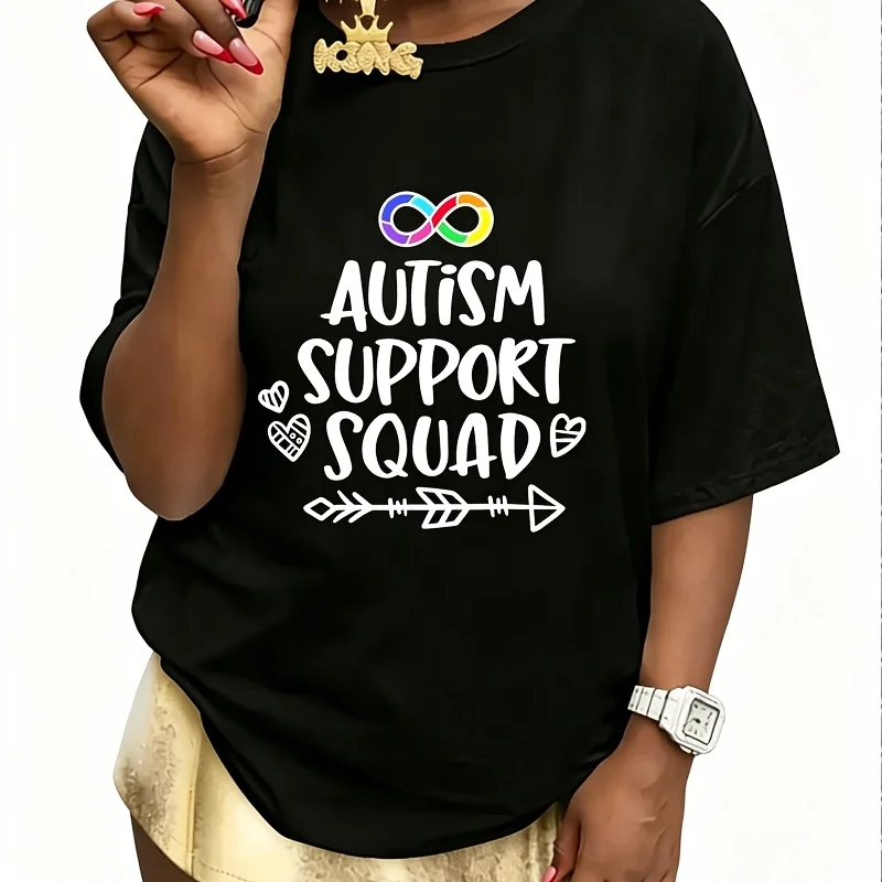 Autism Support Infinity Autistic Awareness Women's 100% Cotton T-Shirt Short Sleeve Top Casual Round Neck Fun Print Tee S-5Xl