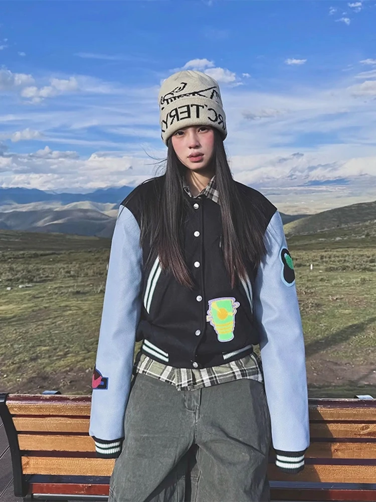 

Женские бейсбольные куртки зеленого цвета, весенние, в стиле винтаж, уличная мода, мотоциклетные, асимметричные, с водонепроницаемыми клапанами, шикарные.