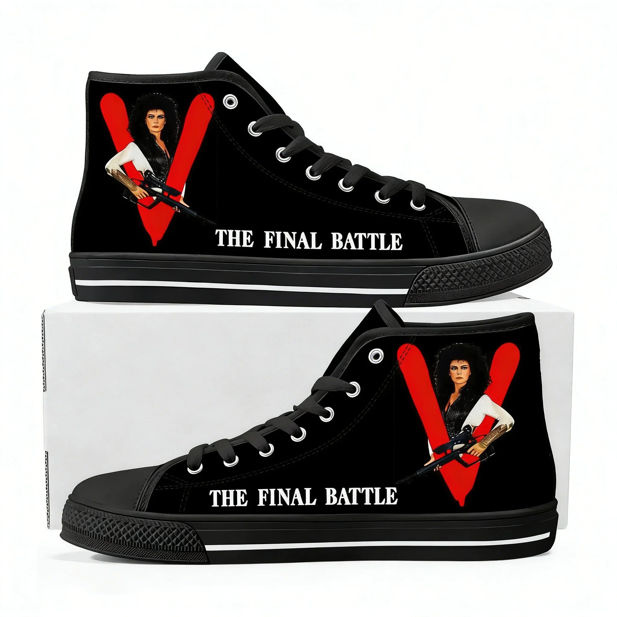 V 1984 TV Series High Top Sneakers Mens Womens Teenager High Quality Jane Badler Canvas Sneaker Couple Shoe Casual Custom Shoes