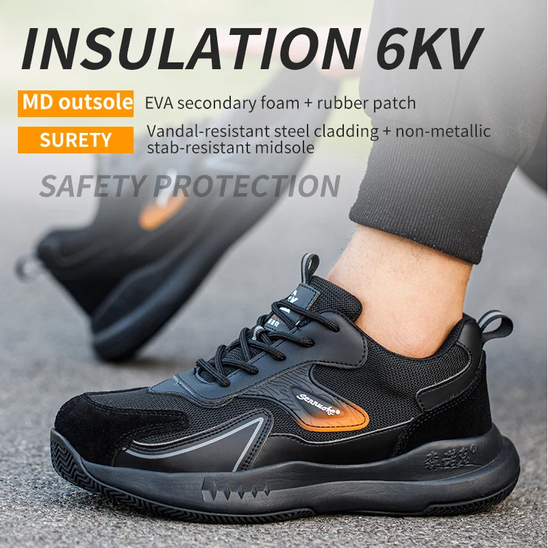 Safety Shoes Men for Work Lightweight Sport Sneakers Steel Toes Free Shipping Safety Tennis Protection for the Feet Original