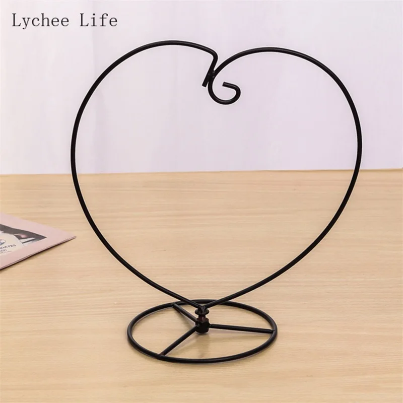 Plant Hanging Hook Iron Bracket Moon Love Shape Black Flower Pot Glass Ball Display Stand Home Decoration Micro Mold Crafts