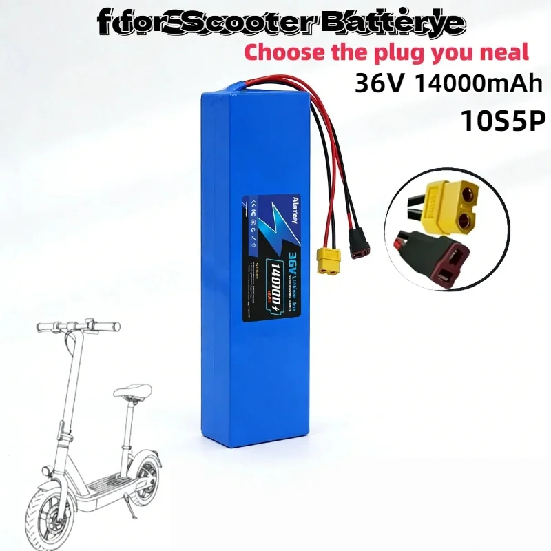 

36V 14Ah 10S5P Rechargeable Lithium Battery Built-in BMS Safe Protection 500W High Power Replacement for Scooter Parts