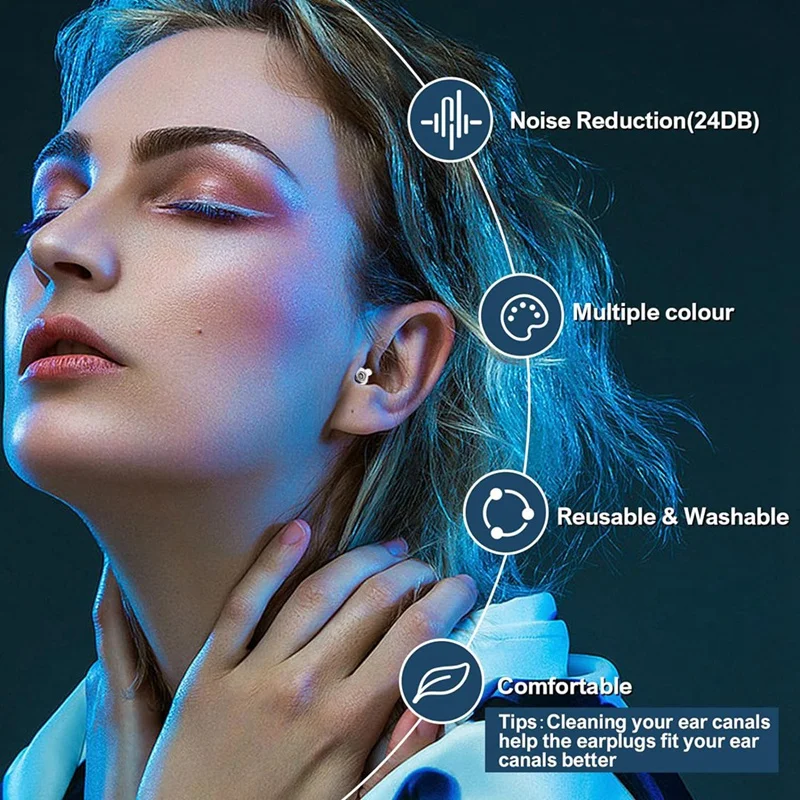 콘서트 음악가용 하이파이 콘서트 귀마개, 소음 감소 귀마개, 24Db 고급 필터, 2 쌍 (검정색) 내구성