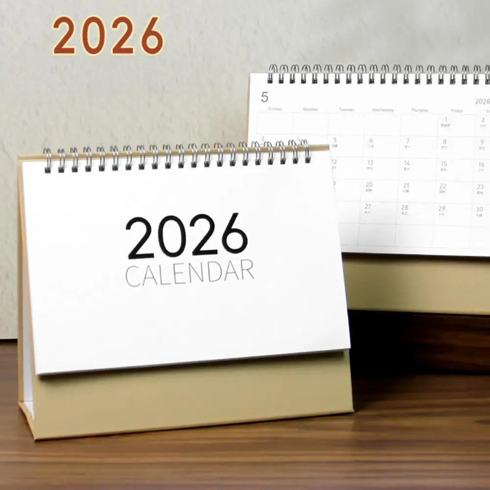 

2026 Desk Calendar Spiral Bound January to December 12 Months Weekly Monthly Schedule Planner Home Office Living Room Standing F