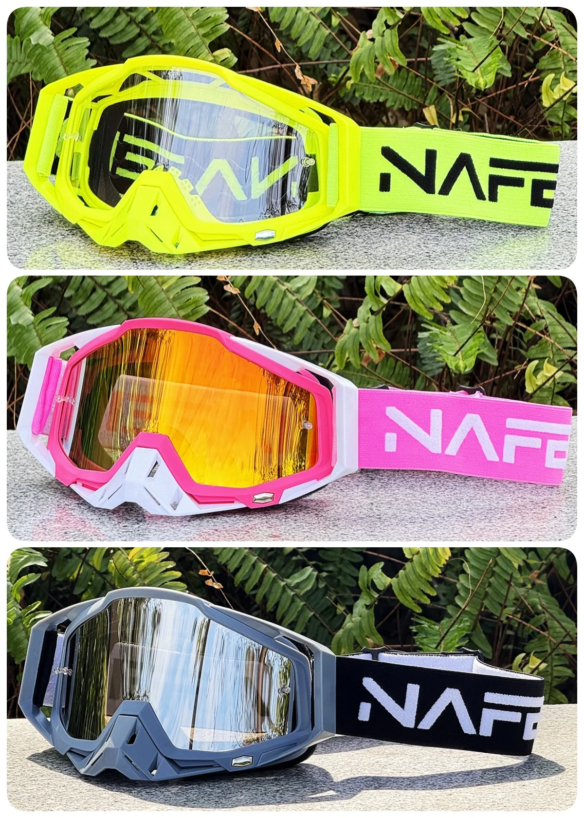 

Ветрозащитные внедорожные очки NAFEIB с полной защитой от пыли для мотокросса, квадроциклов, мотоциклов, активного отдыха и длительных поездок