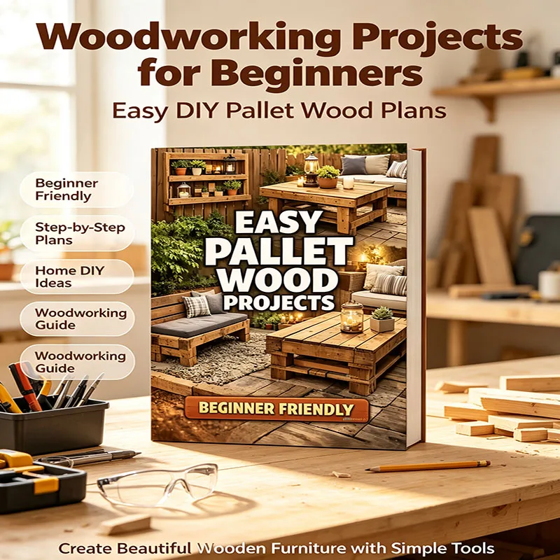 Beginner Friendly Pallet Wood Project Book, Step-by-Step Blueprint Templates with Size Guides for DIY Wooden Crafts