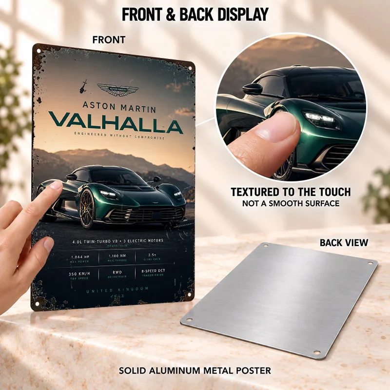 Aston Martin Car Textured Metal Posters Personalized Aluminum Sign Motoring Inspired Design Wall Art For Automotive Workshop