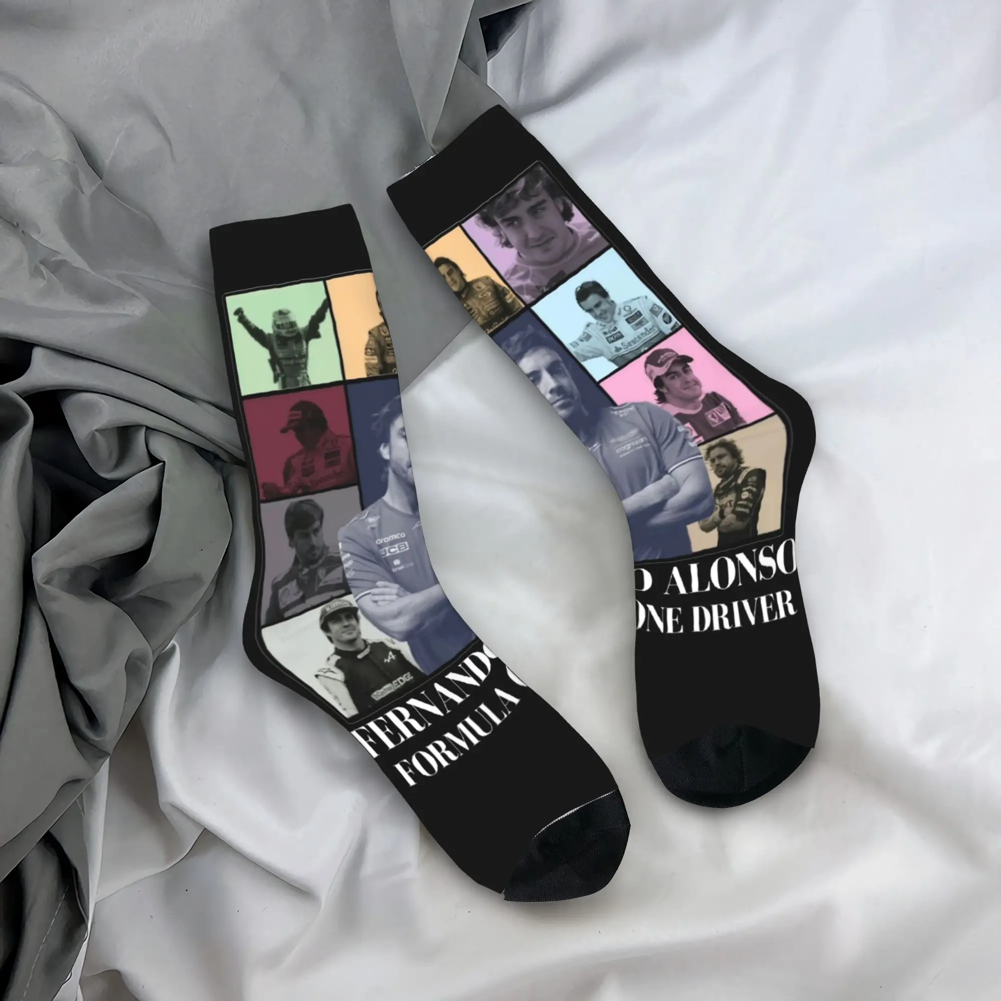 Funny Fernando Alonso Driver Basketball Socks The Eras Poster Polyester Long Socks for Women Men Sweat Absorbing