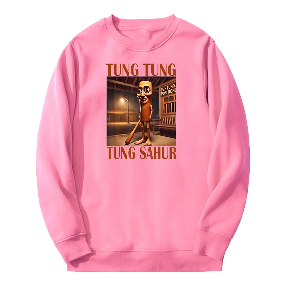 GF Brainrot الحيوانات Tung Tung Tung Sahur Merch Crewneck كم طويل الشارع الشهير الرجال النساء البلوز البلوز مضحك الملابس #5