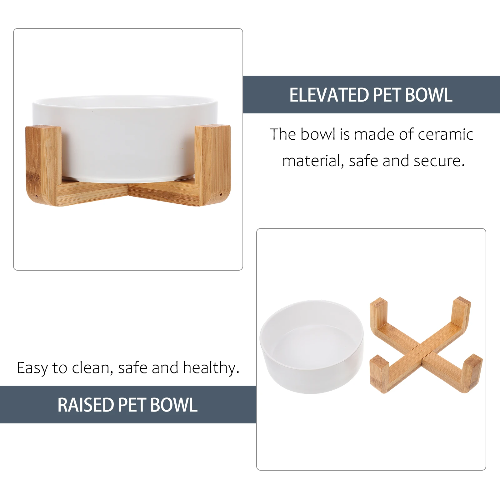 

1Set Ceramic Cat Bowl Elevated Wooden Stand Raised Pet Feeder Dining Food Dish Prevent Vomiting Comfortable Feeding Environment