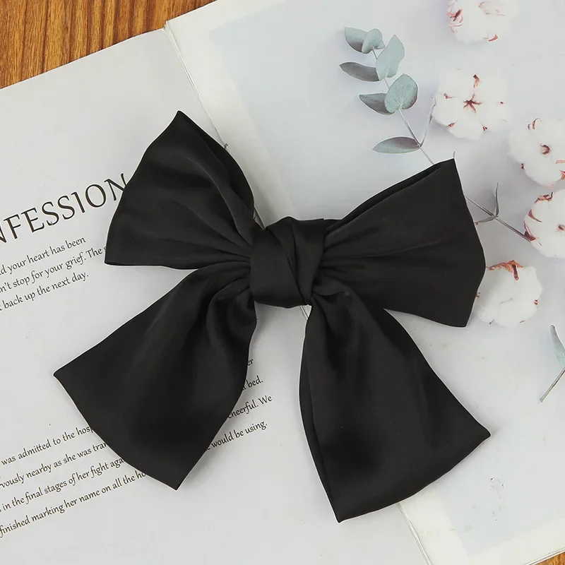 New Satin Fabric Spring Clip Big Bow Hairpin Korean French Retro Square Scarf Top Clip Hair Accessories for 2021 Women