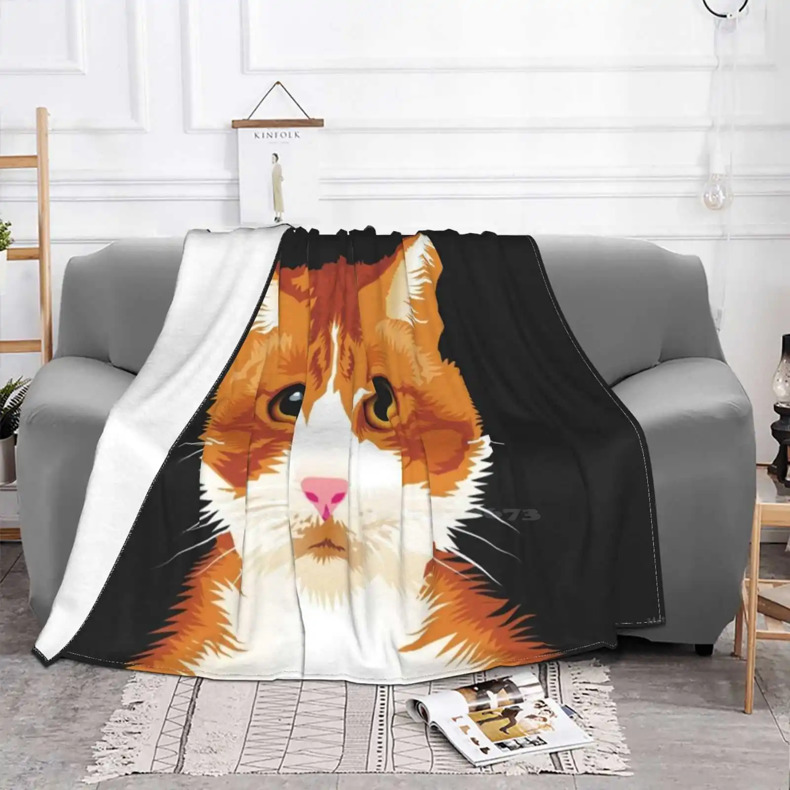 Momodoll New Arrival Fashion Leisure Warm Flannel Blanket Animals Cats Orange Pets Tomcat Vector Matt Mawson