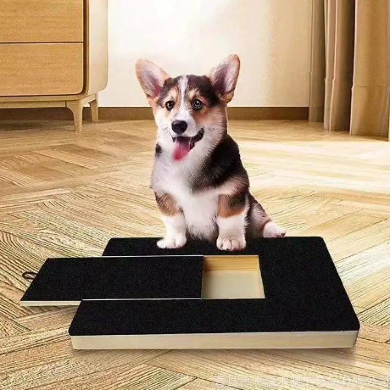 Dog Scratch Pad Wooden Nail File Board, Treat Dispensing Dog Nail Trimming Board with Sandpaper