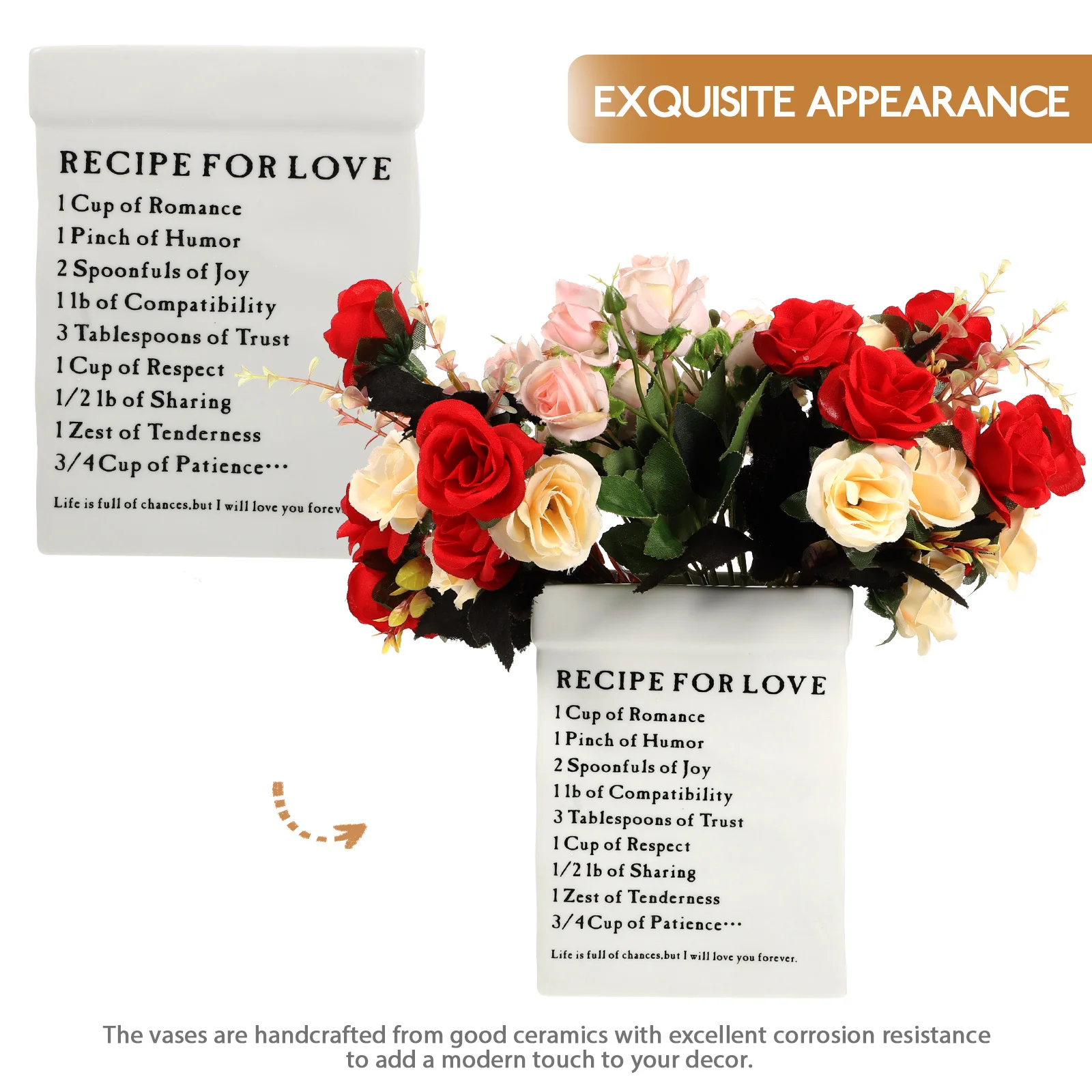 

Ceramic Flower Vase Nordic Style Paper Bag Vase Ceramic Floral Holder for Home Table Centerpiece Decoration