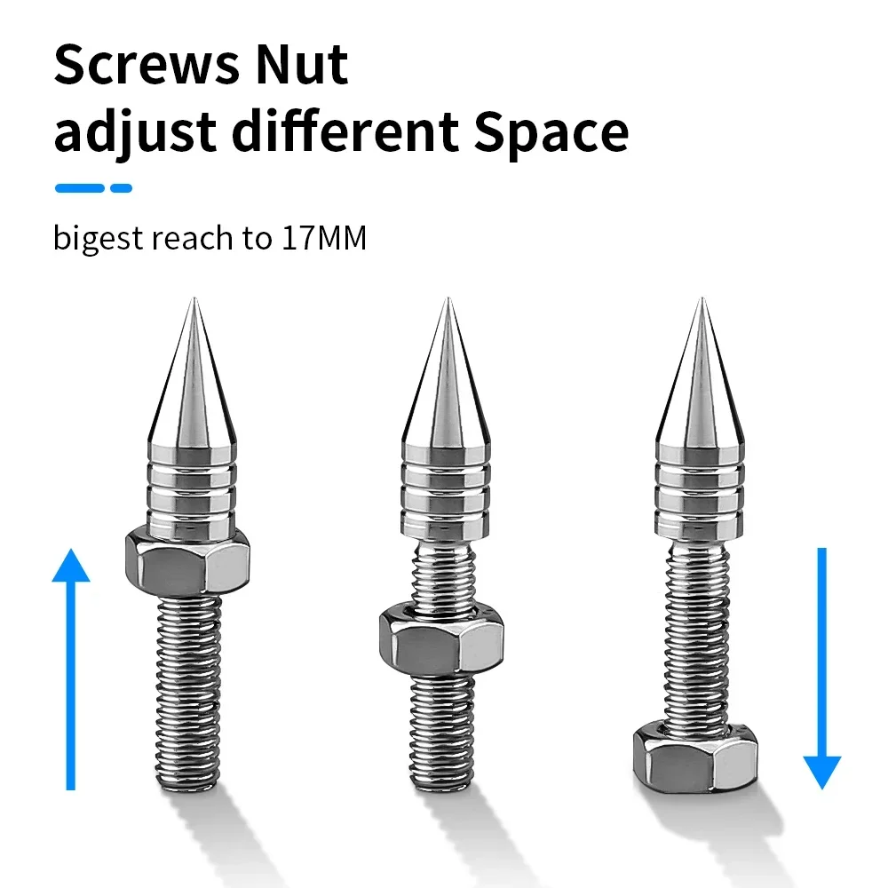4 pçs 316lss aço inoxidável áudio pé pico suporte isolamento pés cd amplificador alto-falante máquina suporte pés almofada prego