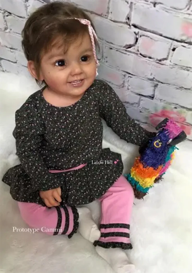 28 Inch Cammi Reborn Toddler Doll Kit, Smiling Face Soft Touch Fresh Color Unfinished Blank Doll Parts with Body