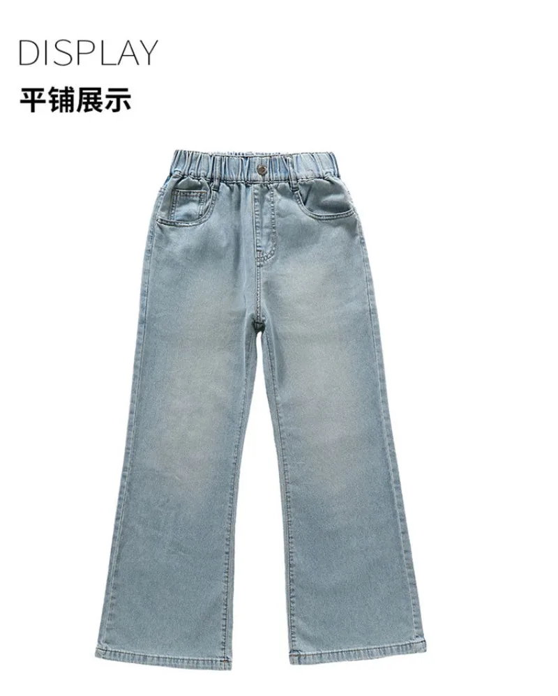 OLEKID Frühlings-Jeans für Mädchen mit Taschen, Kinder-Denim-Hose mit lockerem, elastischem Bund, 4-14 Jahre, Mädchenhose, Babyhose – Detail 14