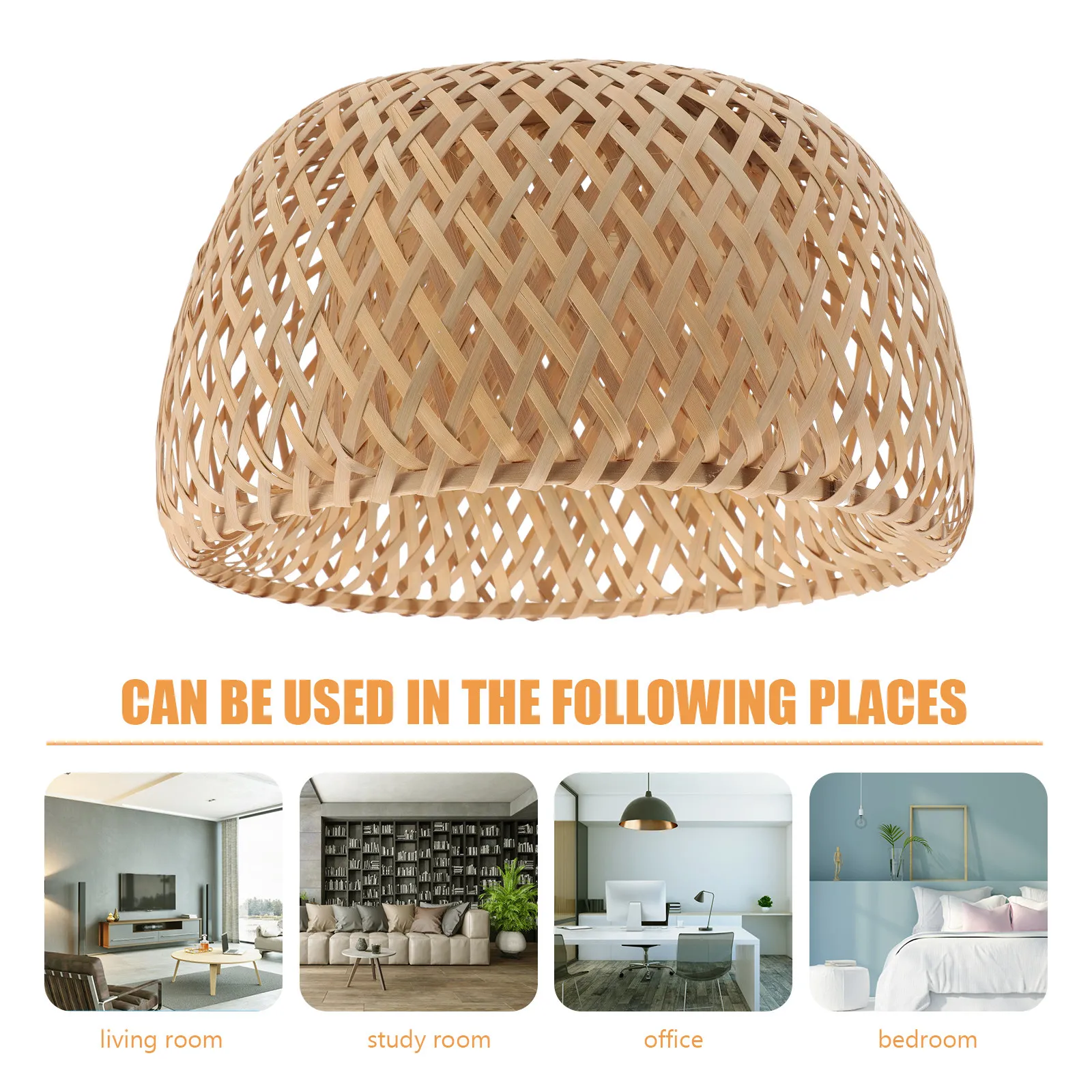 Bamboo Lamp Shade Woven Pendant Light Shade Ceiling Lamp Cover for Chandelier Hanging Light Decorative Home Hotel Restaurant