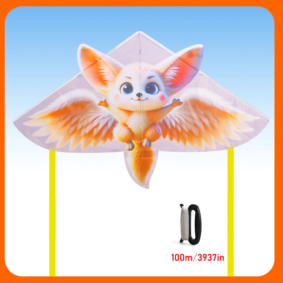 Niedlicher Fennec-Fuchsdrachen für Erwachsene – 41,3 x 26, großer, einfach fliegender Delta-Drachen mit Flügeln, perfekt für Strand/Park im Freien