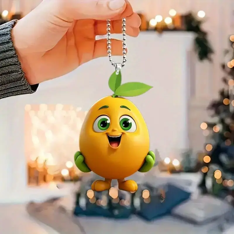 2D Acrylic Car Pendant Car Ornament Accessories Fruit Pineapple Decoration