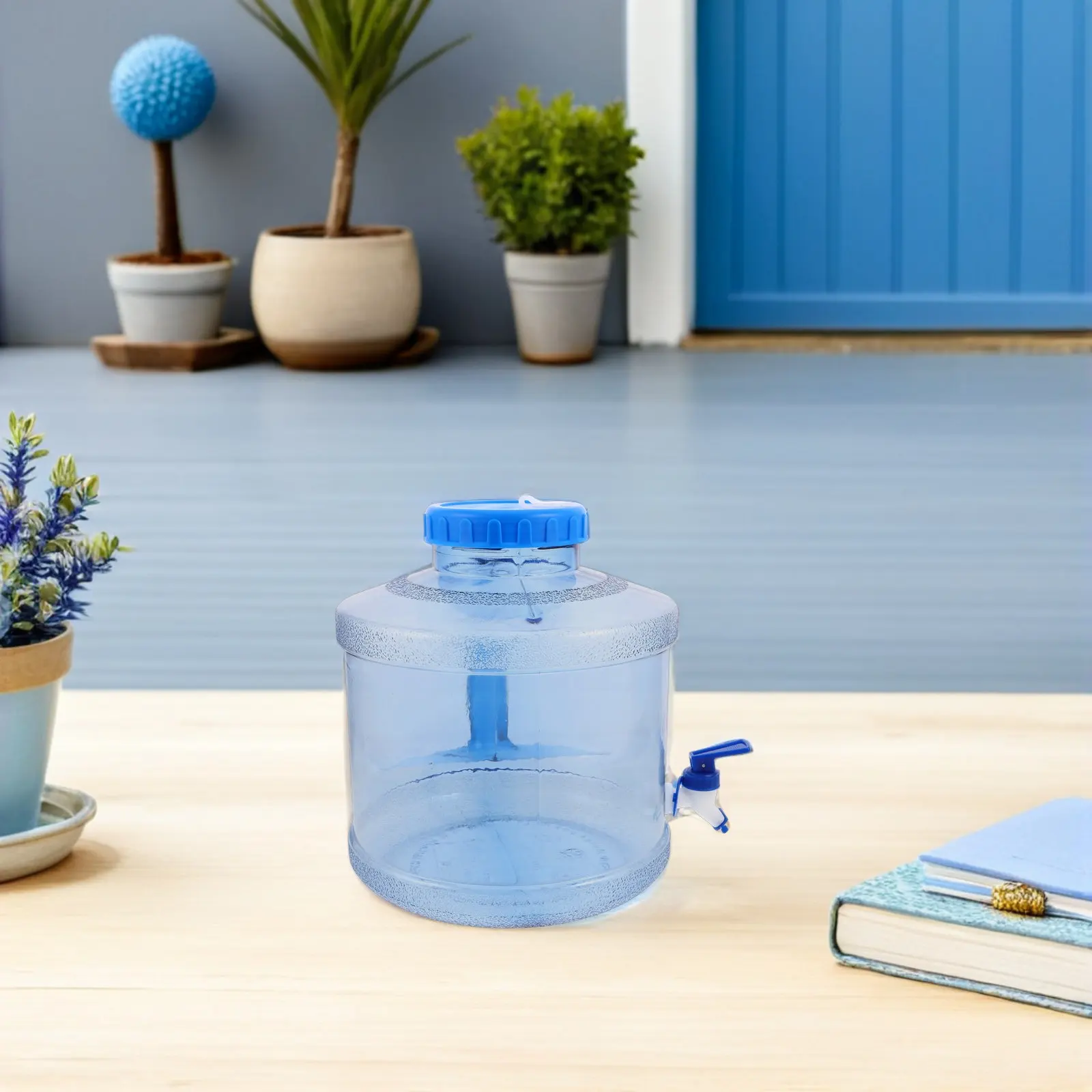 1Set Outdoor Water Container Wide Mouth Plastic Crown Cap Reusable Water Jug 7.5L Portable Camping Drinking Dispenser Jug Hiking