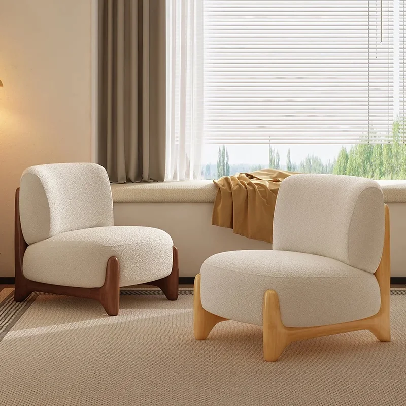 Nordic Single Designer Leisure Chair Swirling Solid Wood Velvet Upholstery Fabric Swing Chair Soft Home Office Bedroom