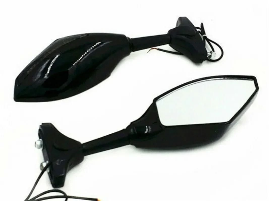

Gloss Black Turn Signal Sport Bike Racing Mirrors For Suzuki GSXR 600 750 1000