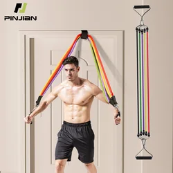 10-14pcs/Set Pull Rope Bodybuilding Resistance Bands Set Multi-function Tensioner Suit Muscle Training Belt Elastic Bands