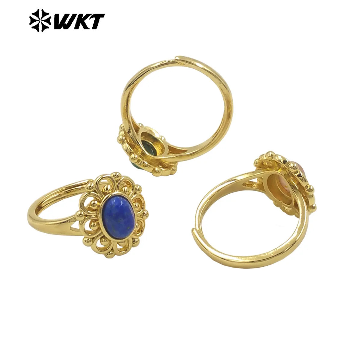 

WT-R537 Classsic And Faishion Round Shape Kyanite 18K Gold Plated Nice Stone Rings For Women Gift Jewerlry