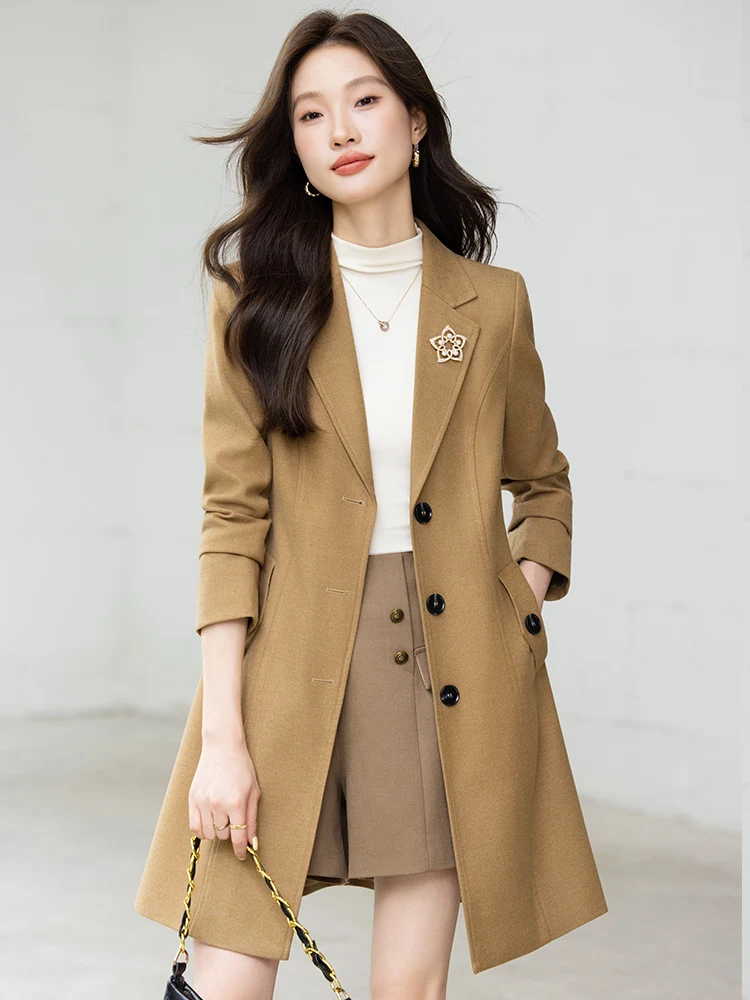 

Женский пиджак средней длины для офиса, модный, для работы, осенне-зимний, теплый, длинный, на одной пуговице