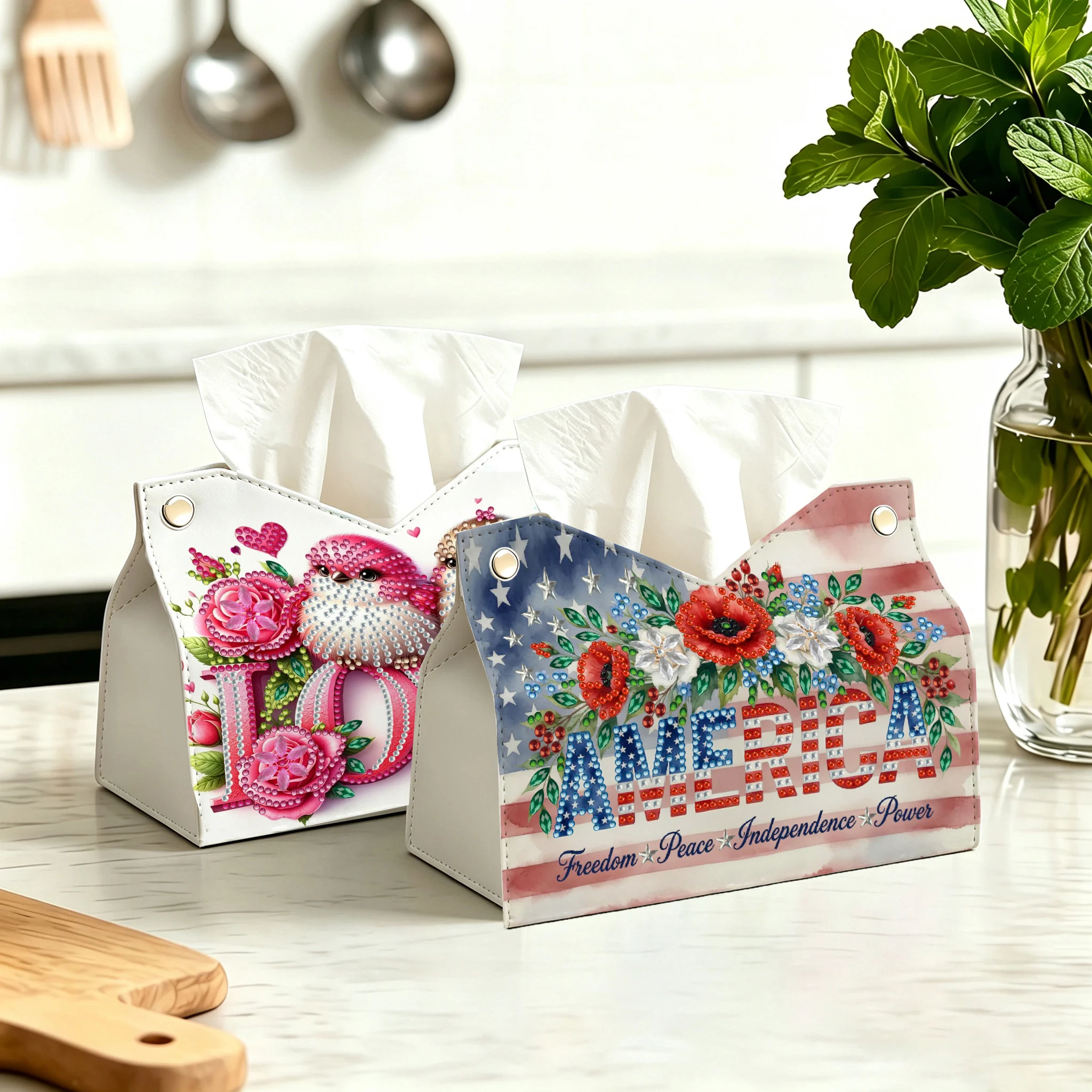 1PC 5D DIY Diamond Painting Kit Animal and Flower Pattern PU Leather Material Home Office Decoration, Creative Holiday Gifts