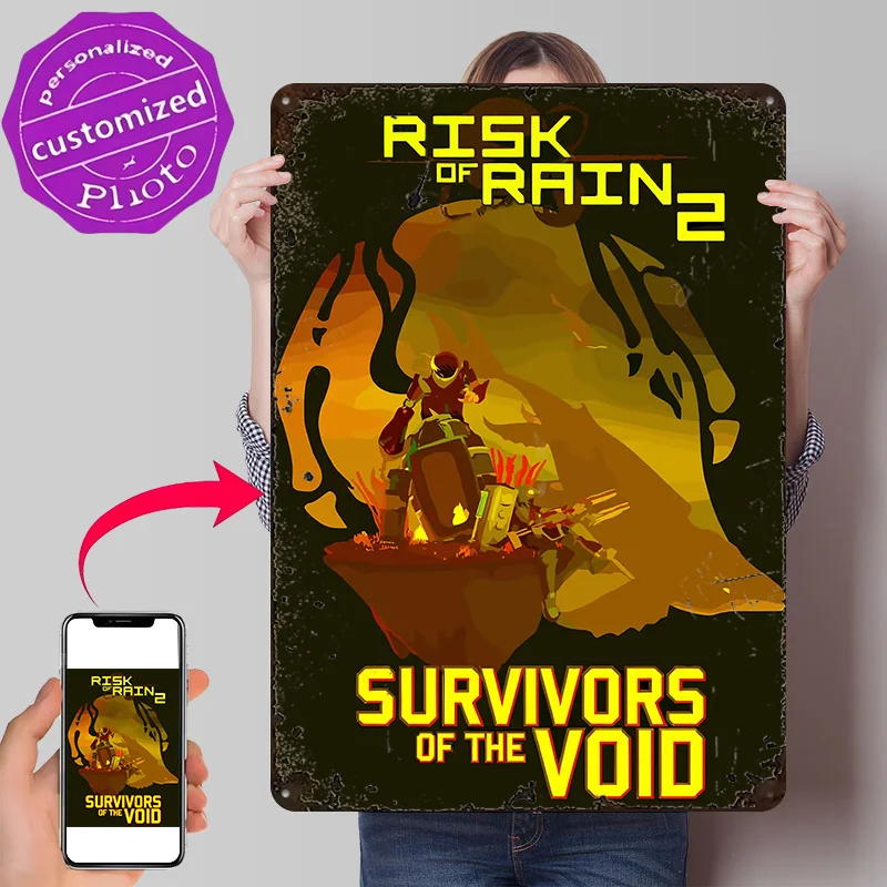 Risk of Rain 2: Survivors of the Void Personalized 3D Textured Metal Poster Wall Art Tinplate Sign for Home Decoration Luxury