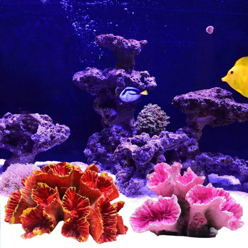 Artificial Coral Plant Aquarium Landscape Decoration Fish Tank Hiding Mountain Cave Betta Fish Hideaway Rock Coral Reef Ornament