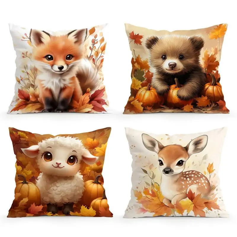 

Home Decor Cute Autumn Animals Pillow Covers for Home Pattern Cushion Cover Suitable for Sofa Bedroom Car Pillow Cover