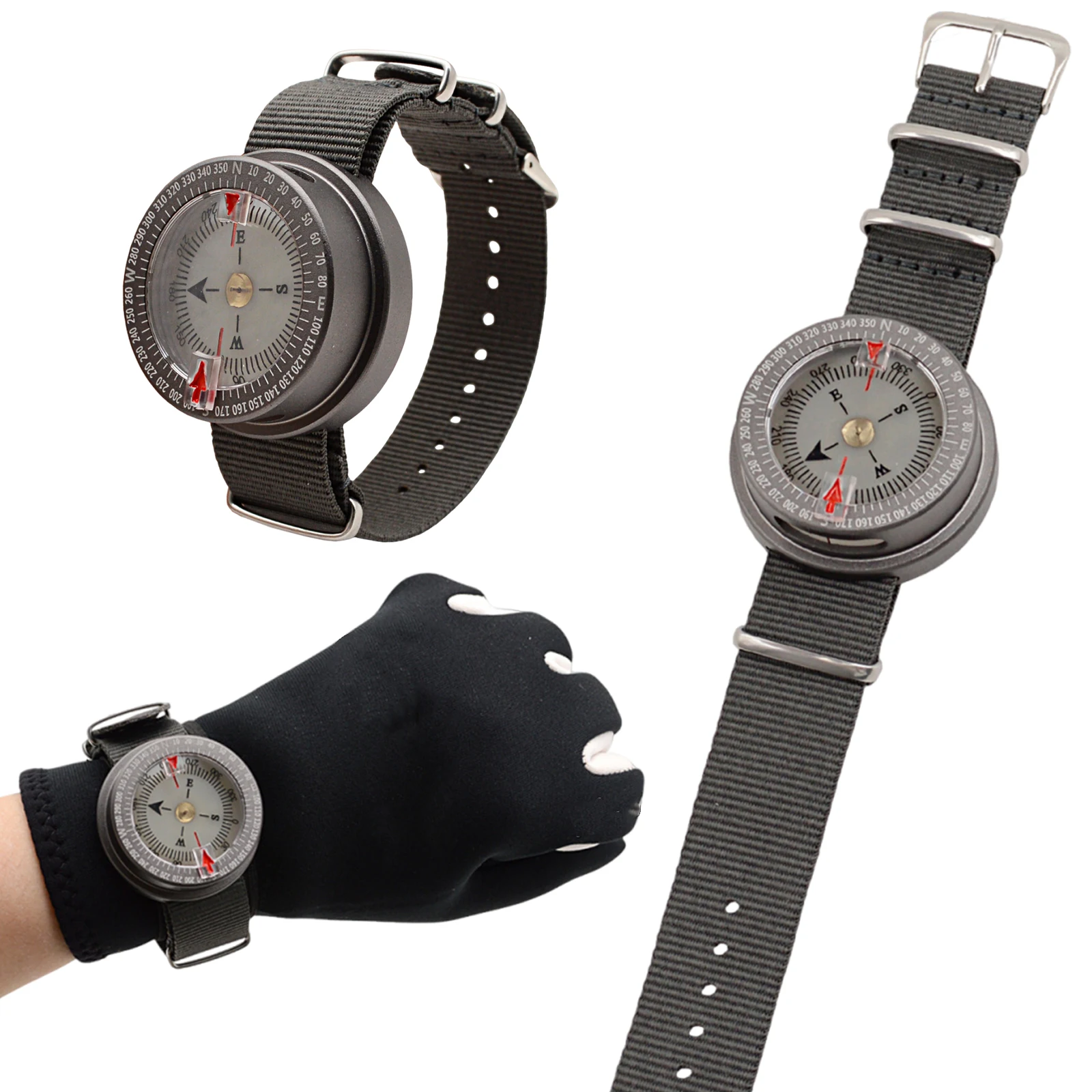 Montre de plongée étanche en alliage d'aluminium avec aimant puissant, bracelet équilibré et boussole intégrée pour le camping et la randonnée