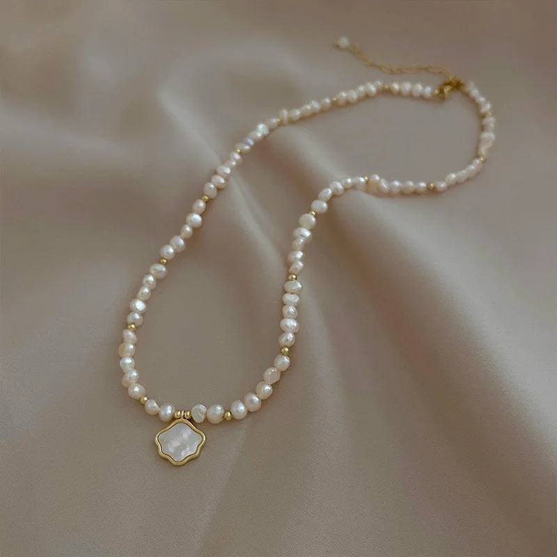 

Baroque Freshwater Pearl Necklace Elegant Temperament Internet Celebrity Simple Freshwater Shell Cloud Neck Chain