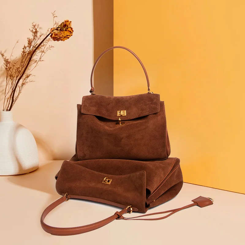 

Retro Suede Women Shoulder Bag Fashion Retro Large Crossbody Work Bags Women's Handbag Totes Luxury Ladies Commute Handbags