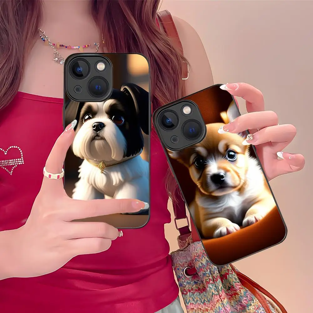 

Милый чехол для телефона с изображением щенка для iPhone 17 16 15 14 13 12 11 X XR XS 8 7 Air Pro Max Plus Mini, цветной силиконовый чехол