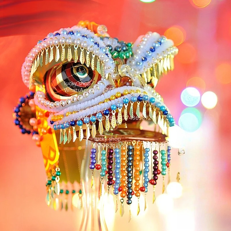 Dragon Lion Dance Metal Assembly Model, Traditional Awakening Lion Handcrafted Art Ornament, Creative Spring Festival Gift