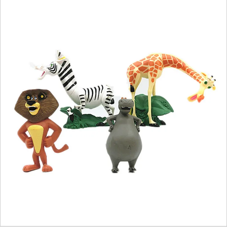 5-10cm 4pcs/Lot Disney Movie Madagascar Model Dolls Animal Lion Zebra Giraffe Collection Figures Kids Toys Gifts