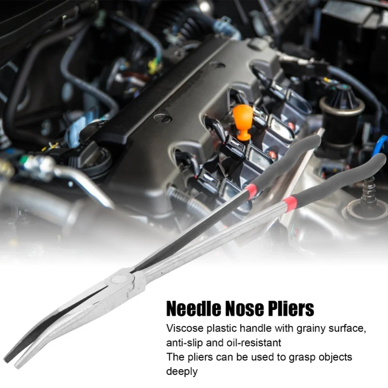 Needle Nose Pliers 25° LongHandled Tool Steel High Temperature Quenching Clamp 16in 400mm