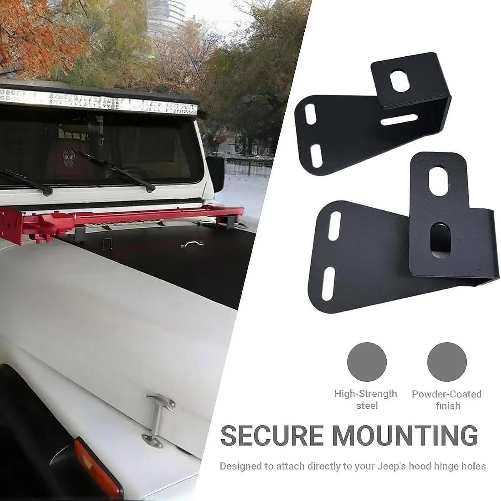 

Lift Jack Mount Hood Brackets Easy to Install, Maintenance Replacement Professional Mount Rack for Wrangler CJ 1944-1986