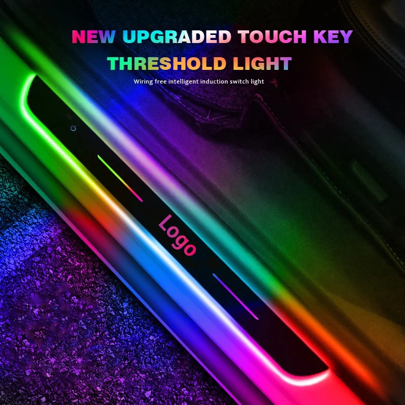 Custom Magnetic Car Door Sill Pedal Illuminated Lights Logo Infrared Sensor USB Charging Auto Scuff Led Threshold Plate Lamp