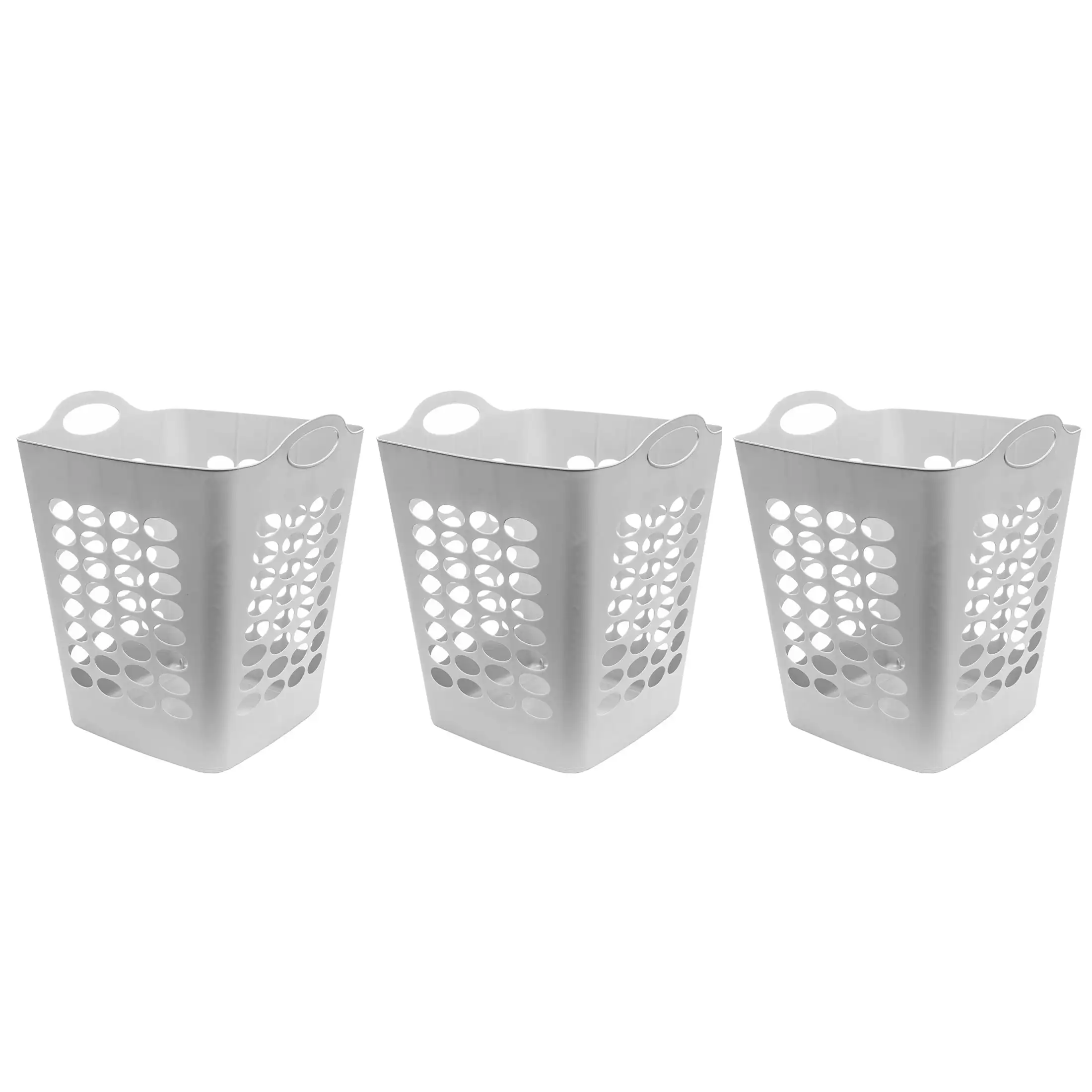 

Flexible Plastic Square Laundry Hamper, 3 Pack, White