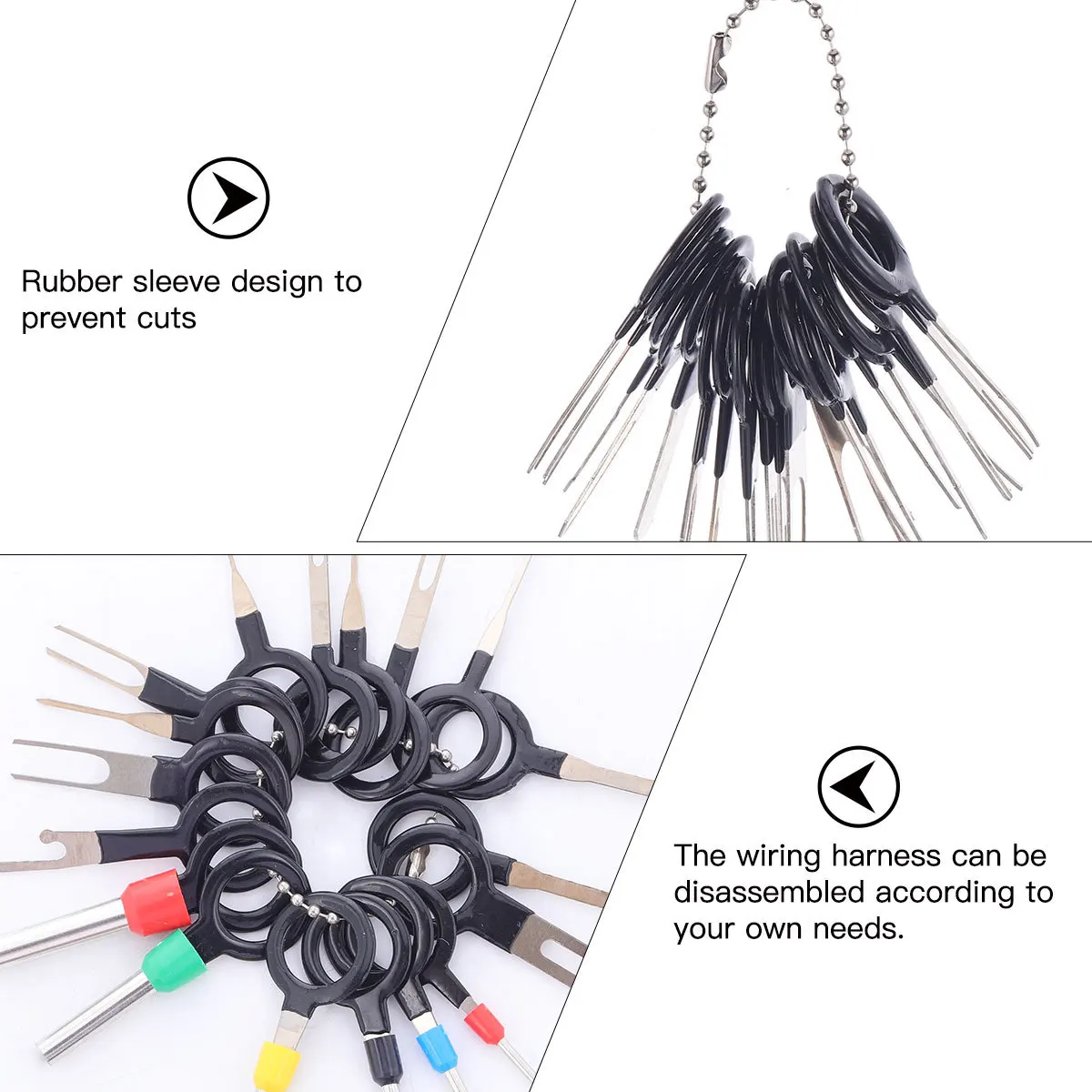 

1 комплект, экстрактор клемм жгута проводов, прочная пластиковая ручка, стальная пружина, автомобильный инструмент для освобождения штифтов, автомобильный разъем, съемник штифтов