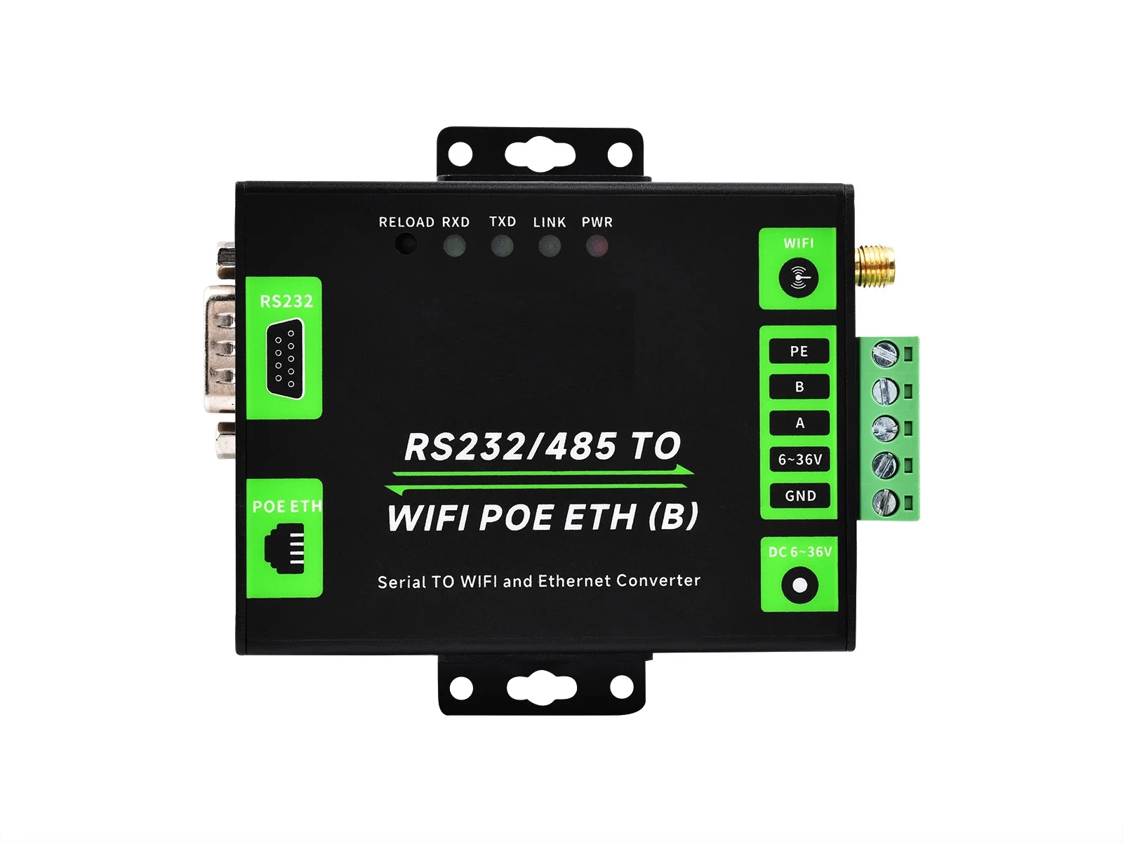 RS232/485 to WiFi and Ethernet Modbus MQTT Gateway PoE Network Port Industrial Serial Server